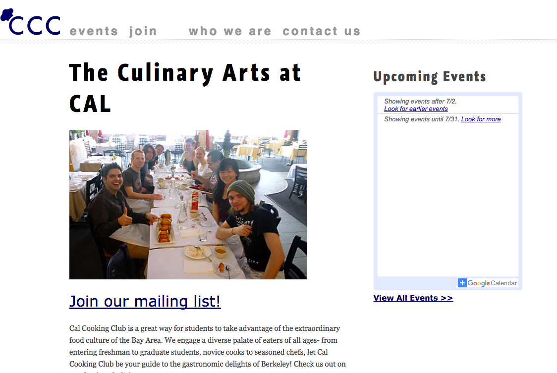 Cal Cooking Club homepage